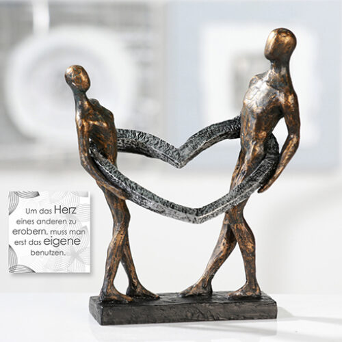 Skulptur Connected Poly broncefinish Mann und Frau