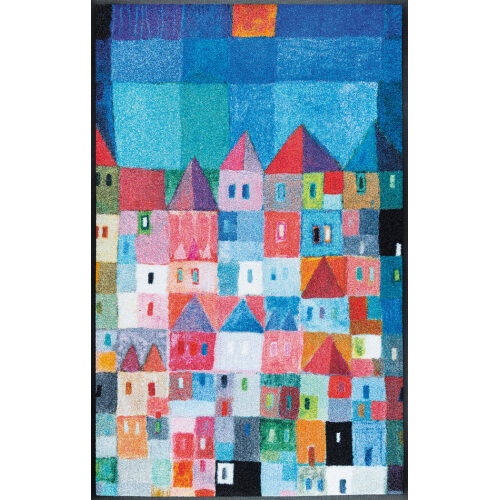 Colourful Houses Fußmatte 75x120 cm waschbar